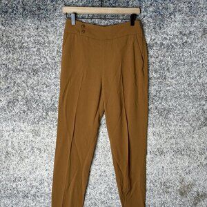 Sezane Pants Womens‎ 34 Camel Brown Pleated Tapered Leg Side Zip Dress Trousers